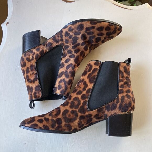 Nine West Cheetah Print Faux Fur Pull On Ankle Booties Size 7.5 - Picture 4 of 15